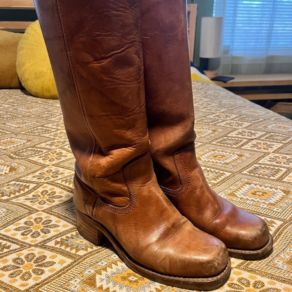 FRYE Campus Saddle Leather Brown Boots 7